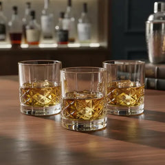 Set X 6 Vasos De Vidrio Labrado 70319 Carol 350 Ml Gris