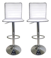 2 Banquetas Altas Taburete Tapizado Respaldo Blancas Vivendi Cromado Blanco