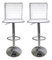 2 Banquetas Altas Taburete Tapizado Respaldo Blancas Vivendi Cromado Blanco
