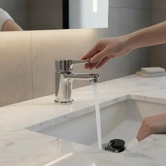 Griferia Lavatorio Fv 0181/g9 Alba Monocomando Baño Pileta Plateado Brillante