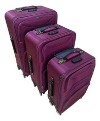 Set De 3 Valijas Semi Rigidas Viaje Kit Violeta 8 Ruedas Cs Violeta Oscuro Lisa