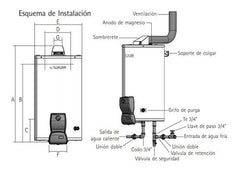 Termotanque Multi Gas De Colgar 50 Litros Saiar Rheem Tcg050 Color Blanco