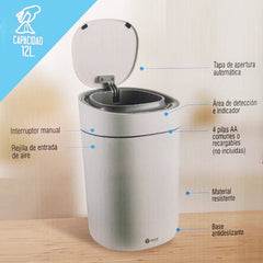Cesto De Basura Inteligente Onebox Ob-sl12a C/ Sensor 12l Cs Blanco