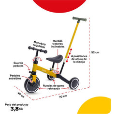 Triciclo Con Manija 2 En 1 Camicleta Bebesit Sl-2023-a Amarillo