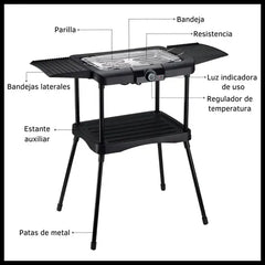 Parrilla Electrica Kanji Zonda De 2000w Desmontable Inox Negro