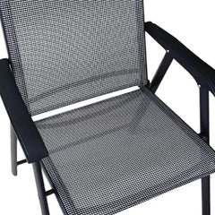 Combo 4 Sillas Plegable Jardin Ratan 1 Mesa 80cm Vidrio Caño Negro Lisa