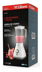 Licuadora Liliana Al542 1.8l 4 Vel Jarra Vidrio Pica Hielo Blanco