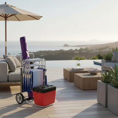 Carrito Playero Aluminio Playa Porta Reposeras Sombrilla Bel Negro