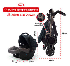Cochecito Con Huevito - Travel System Eos 1337 - Bebesit Color Gris Oscuro Chasis Negro