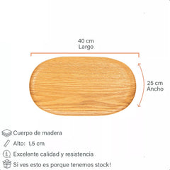 Bandeja Oval Rectangular Madera Laminada Carol 40x25x1,5 Cm Madera