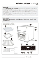 Freidora De Aire Digital 14 Lts Ultracomb Fr-8622 1800w Negra Con Espiedo 12 Programas Táctil Negro