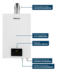 Calefón Philco 14/l Min - Blanco - Tiro Forzado - Tecnología Pilotless Gn