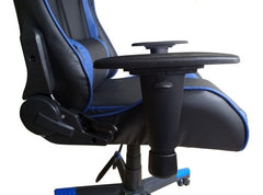 Silla Basculante Oficina Computacion Gamer Tm Negro Azul Cuero Sintético