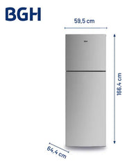 Heladera Inverter No Frost Bgh 338l Brt330i1a Inox Gris