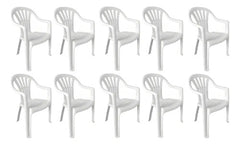10 Sillas Plasticas Apilables Interiores Exteriores Tm H100k Blanco Lisa