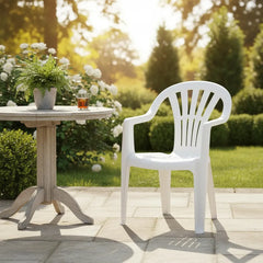 Silla Plastica Apilable Interiores Exteriores Tm Eco H:100kg Blanco Lisa