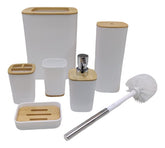 Set Baño X 6 Cesto Dispenser Jabonera Vaso Escobilla Blanco Blanco