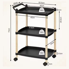 Mesa Carro Bar 3 Estantes Con Ruedas Vivendi 11410 Negro