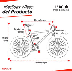 Bicicleta Mountain Bike Mtb Randers Mms Bke-2129 Rodado 29 L Color Negro Y Rojo