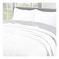 Cubrecama Kavanagh Twin Bicolor Funda Blanco Gris 160 X 230 Lisa