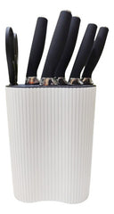 Set Juego 5 Cuchillos Tijera Soporte Blanco Cocina Chef Cts Blanco