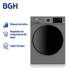 Lavarropas Bgh Inverter Carga Frontal 8kg Bwfe08s24ar Color Gris Oscuro