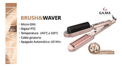 Planchita De Pelo Ga.ma Waver Y Brush Keration Led T220c Cts Rosa