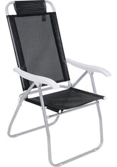 Reposera 4 Posiciones Bel Aluminio Poliéster Pvc Negro Css Negro