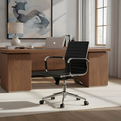 Combo 2 Sillones Ejecutivo Oficina Escritorio Pc Vivendi C Negro Cuero Sintético