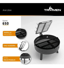 Fogón Asador Tromen Duomo 650 Apto Carbón Leña + Estaca Cruz