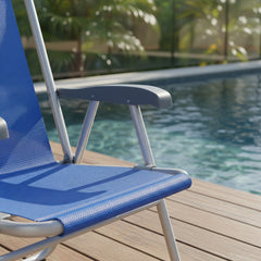 Reposera De 1 Posición Bel Aluminio Poliéster Pvc Azul Azul