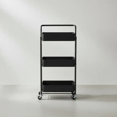 Carro Organizador Metal Negro Plegable 3 Estantes Ruedas Css Negro