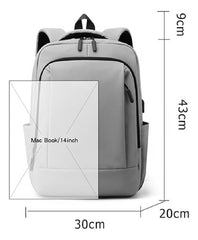 Mochila Porta Notebook De Viaje Urbana De Tela Usb Gris Gris Liso