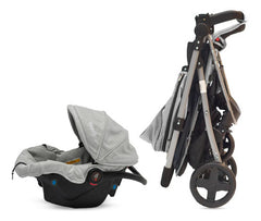 Cochecito Huevito Travel System Y Manillar Rebatible Bebesit Gris Claro