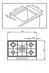 Anafe De Empotrar A Gas Orbis 735ac3m Acero Inox 5 Hornallas