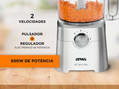 Multiprocesadora Atma Mp8405p De 1.2l 650w 2 Vel + Pulsador Color Blanco
