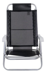 Reposera Belfix 63007 Negra Aluminio Plegable 6 Posiciones Piscina Negro