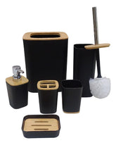Set Baño X 6 Cesto Dispenser Jabonera Vaso Escobilla Negro Negro