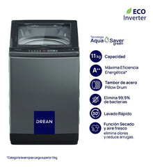Lavarropas Automático Drean Lpdr1165LG 11kg 700rpm Inverter Gris Oscuro