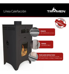 Salamandra Tromen Austral A15 Horno 120m² Leña Calefacción Eficiente