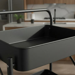 Carro Organizador Metal Negro Plegable 3 Estantes Ruedas Css Negro