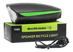 Luz Led Frontal Para Bicicleta Recargable De 250 Lumens Color Verde