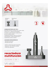 Recortadora Afeitar Cejas Barba Vk-4803 Ultracomb 3 En 1 Acero