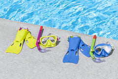 Set De Buceo Snorkel Aletas Niños +3 Bestway 25039 Azul/verde