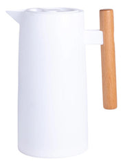 Jarra Termo Con Manija De Madera Pico Vertedor 1l Blanco Blanco