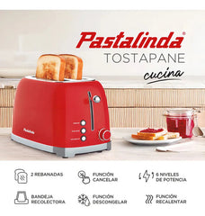 Tostadora Eléctrica Pastalinda Tostapane 2 Rodajas 220w Roja Con Funciones Rojo