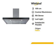 Campana Whirlpool Kr504ix1 Isla 100cm Color Negro Inox Color Inoxidable