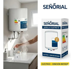 Termotanque Eléctrico Señorial Zafiro 2.0 50lts Conexión Inferior Blanco