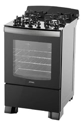 Cocina Multigas Atma Ccmo56n Mesada Vidrio Templado 56cm Negro