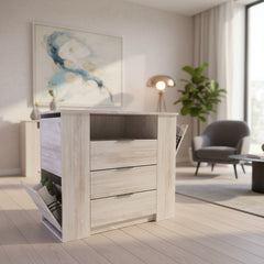 Comoda 3 Cajones Zapatera Doble Delos Dld04pc Pino Cascina Color Beige